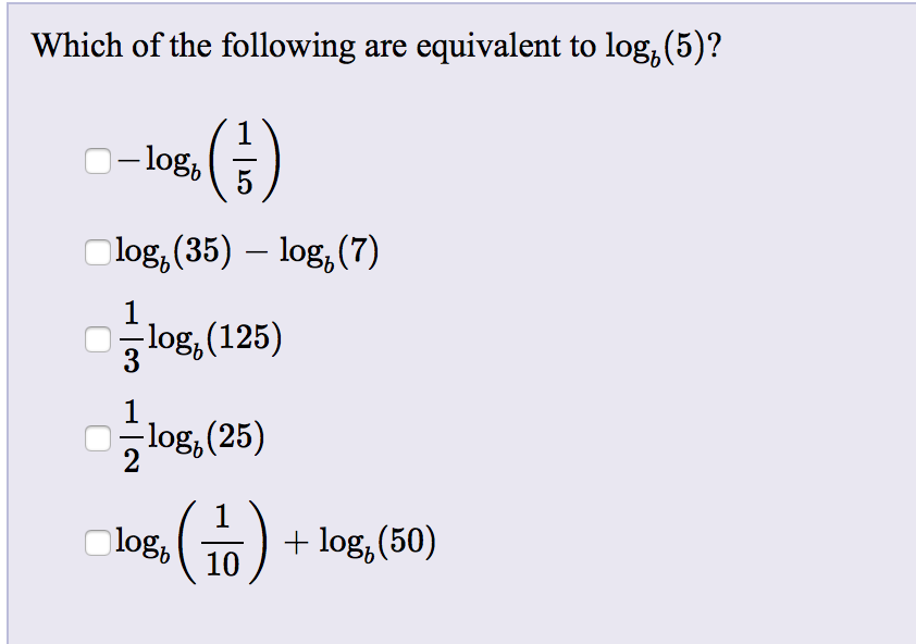 solved-which-of-the-following-are-equivalent-to-log-5-chegg