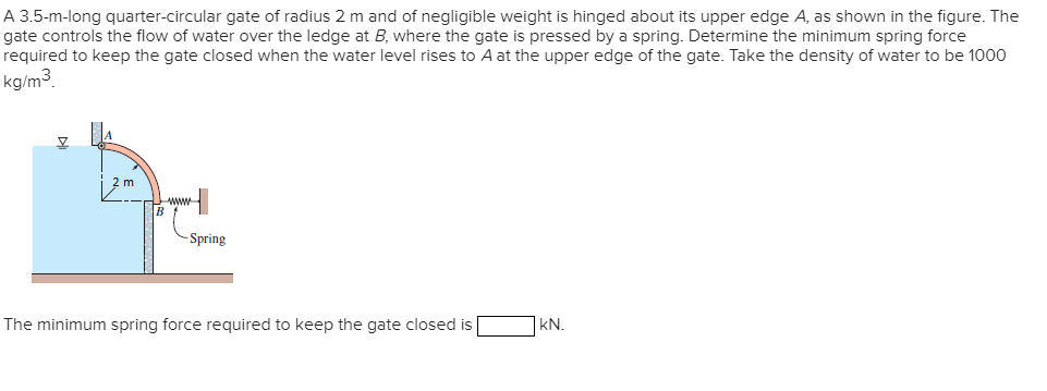Solved A 3.5-m-long quarter-circular gate of radius 2 m and | Chegg.com