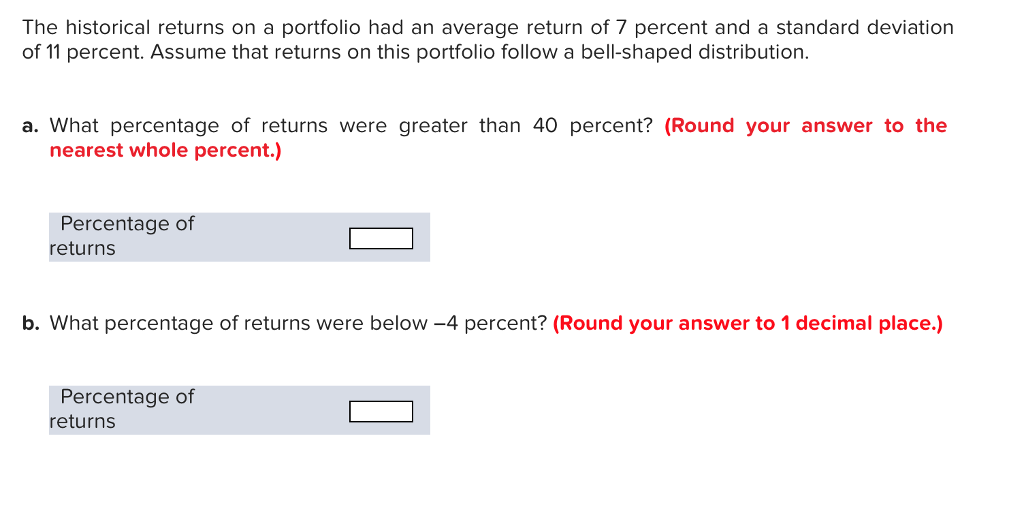 Solved The historical returns on a portfolio had an average