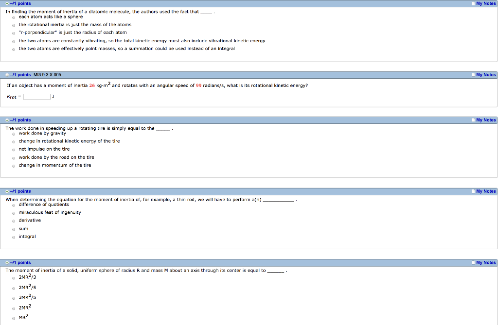Solved -11 points My Notes In finding the moment of inertia | Chegg.com