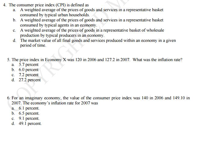 Solved The Consumer Price Index (CPI) Is Defined As A. A | Chegg.com