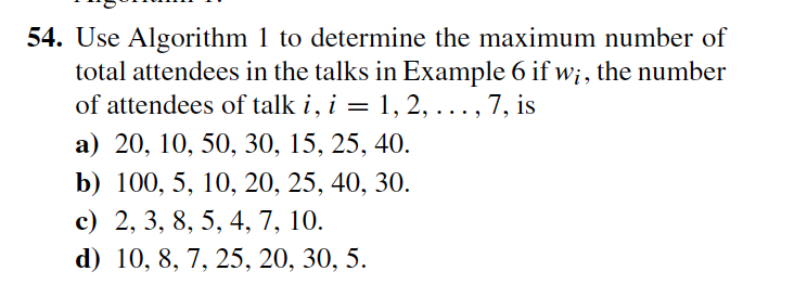 Solved 54. Use Algorithm 1 to determine the maximum number | Chegg.com