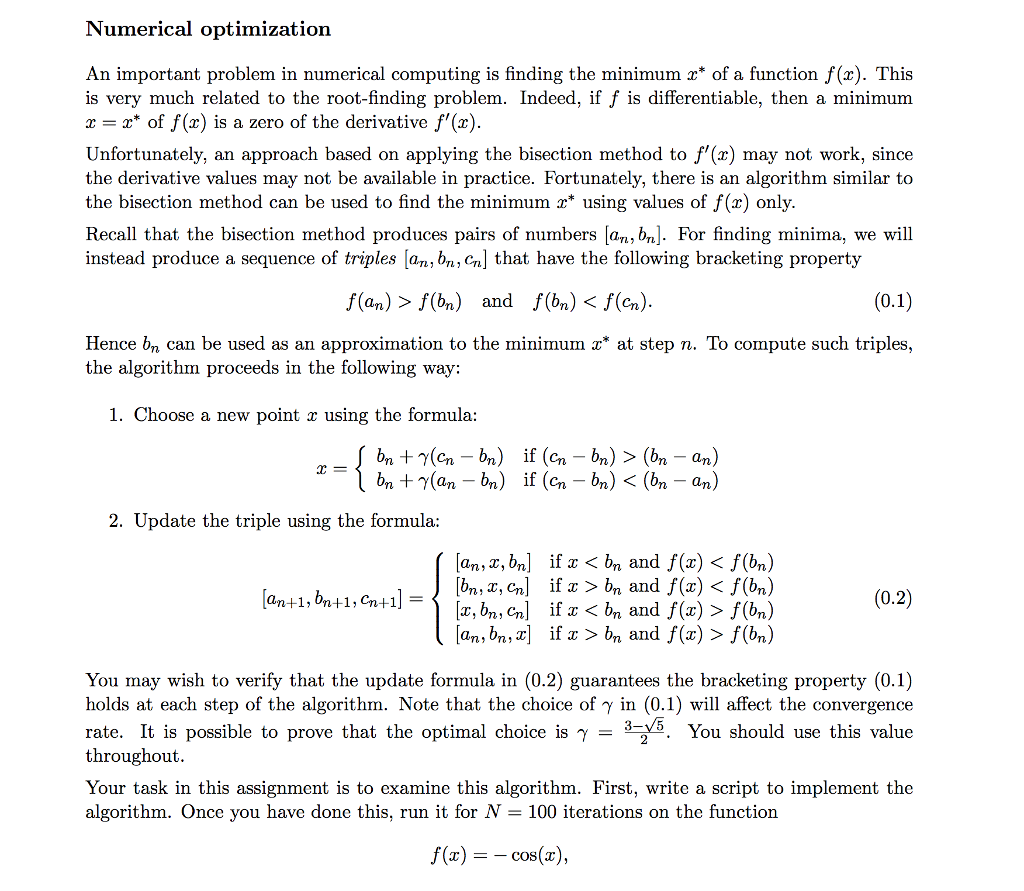 Solved Numerical optimization An important problem in | Chegg.com