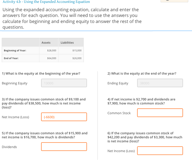 Solved: Using The Expanded Accounting Equation, Calculate | Chegg.com