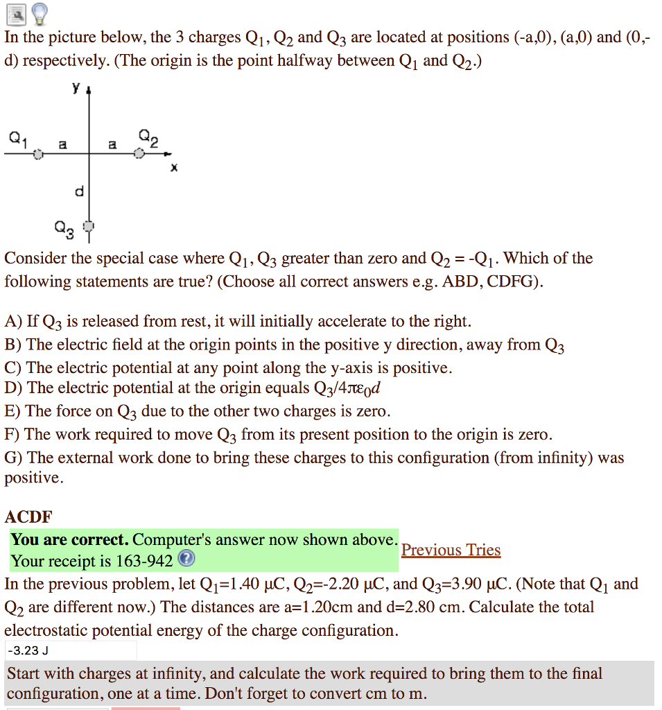 Solved In The Picture Below, The 3 Charges Q1, Q2 And Q3 Are | Chegg.com