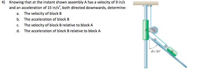 Solved Knowing That At The Instant Shown Assembly A Has A | Chegg.com