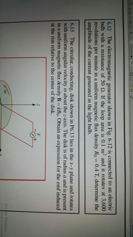 Solved 6.12 The electromagnetic generator shown in Fig. 6-12 | Chegg.com
