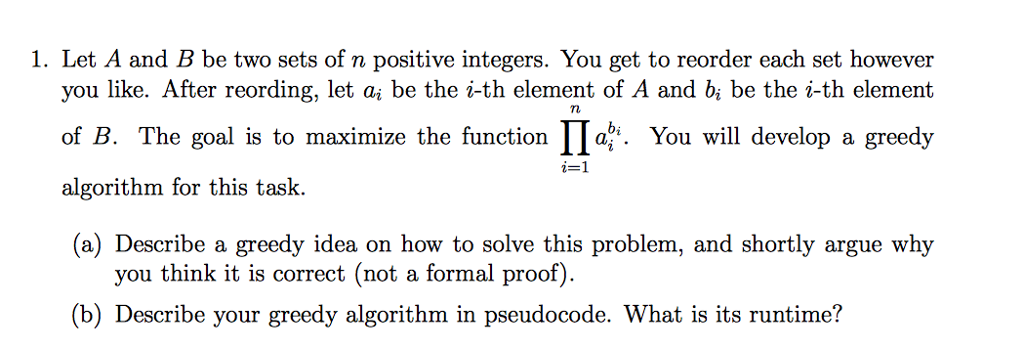 Solved Let A and B be two sets of n positive integers. You | Chegg.com