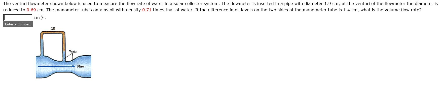 Solved The venturi flowmeter shown below is used to measure | Chegg.com