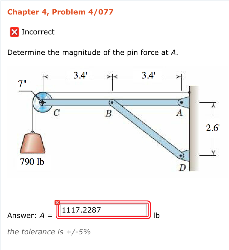 Solved Determine The Magnitude Of The Pin Force At A.
