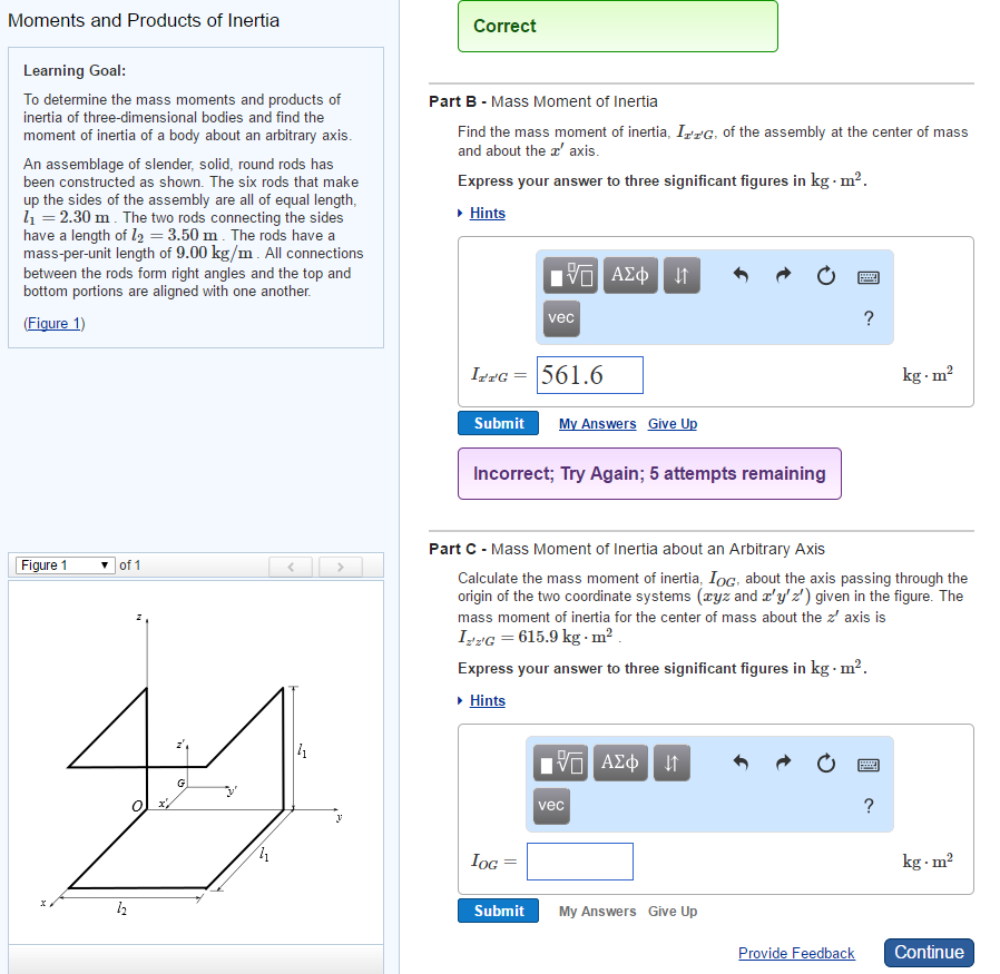 Solved To determine the mass moments and products of inertia | Chegg.com
