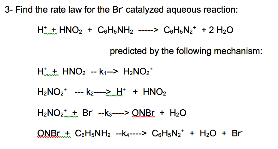 Solved 3- Find The Rate Law For The Br Catalyzed Aqueous | Chegg.com