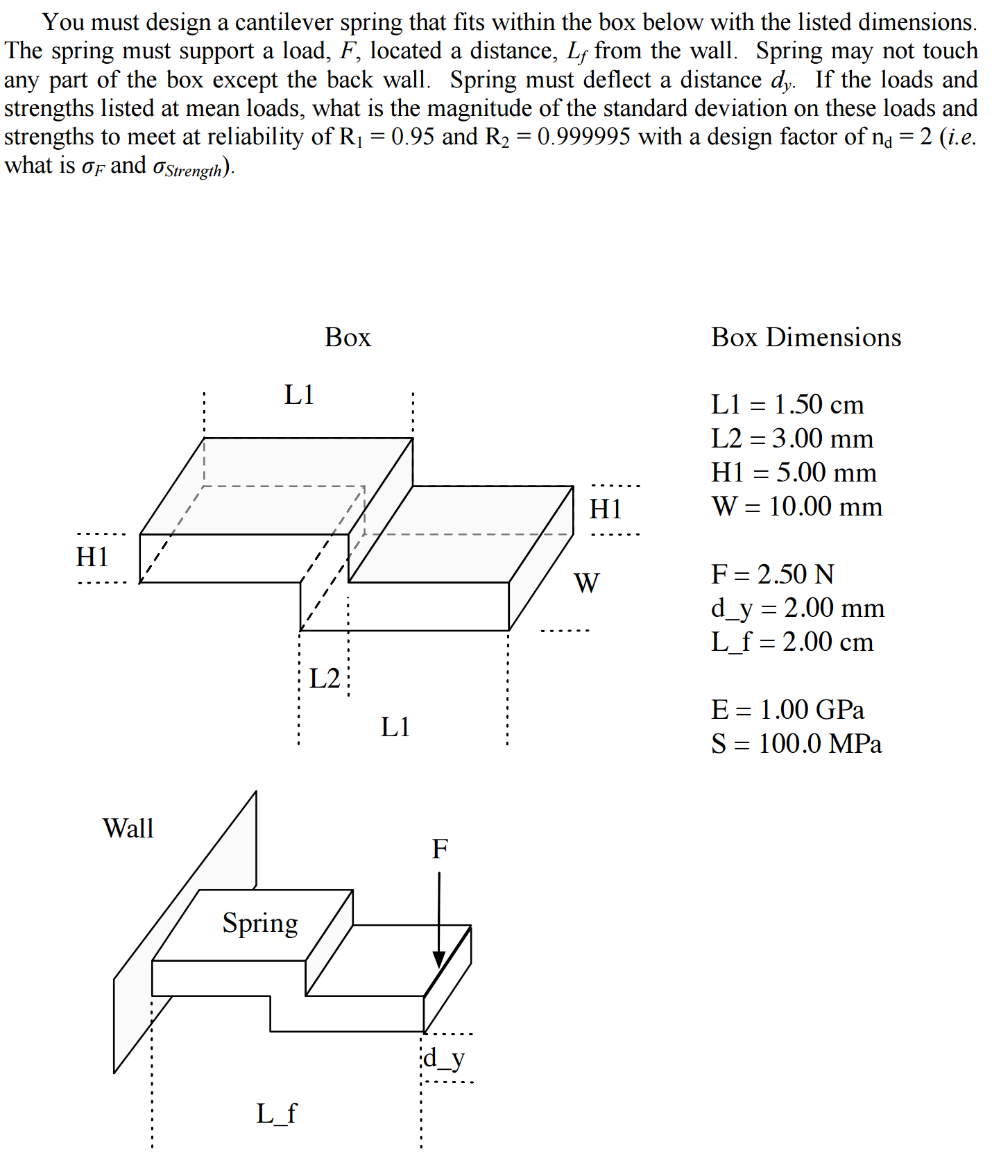 You must design a cantilever spring that fits within