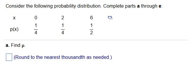 Solved Consider the following probability distribution. | Chegg.com