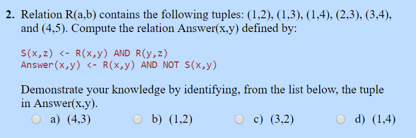 Solved 2 Relation Rab Contains The Following Tuples 9430