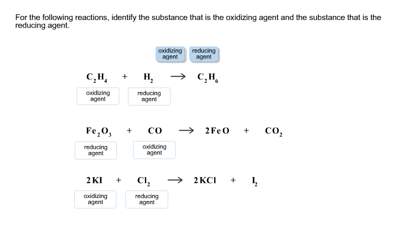 Solved For the following reactions identify the substance Chegg