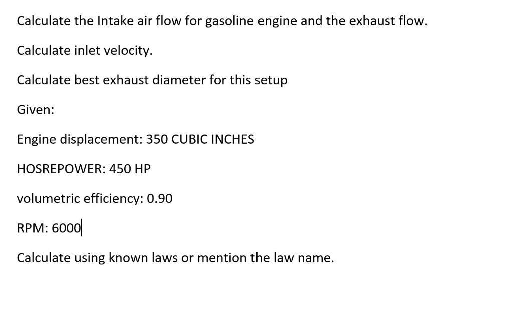 Calculate the Intake air flow for gasoline engine and