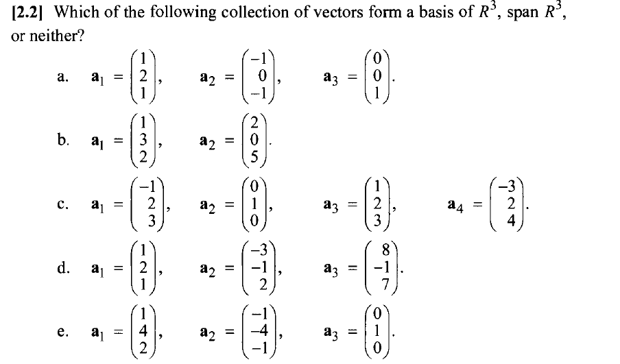 Solved Which Of The Following Collection Of Vectors Form A 8591