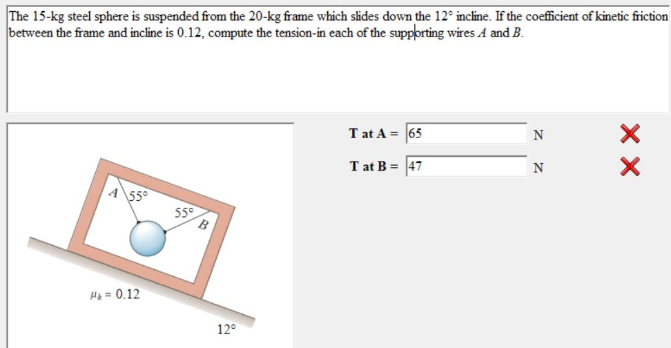 Solved The 15kg steel sphere is suspended from the 20kg