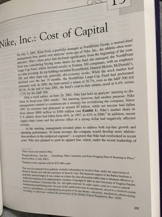 nike cost of capital case study chegg