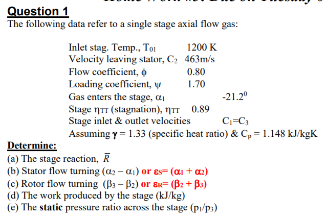 Solved Question 1 The following data refer to a single stage | Chegg.com