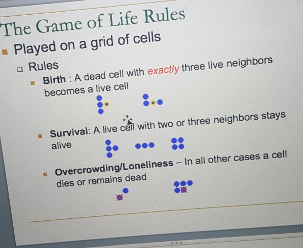 Solved Hello I have project of topic The Game Of Life. I | Chegg.com