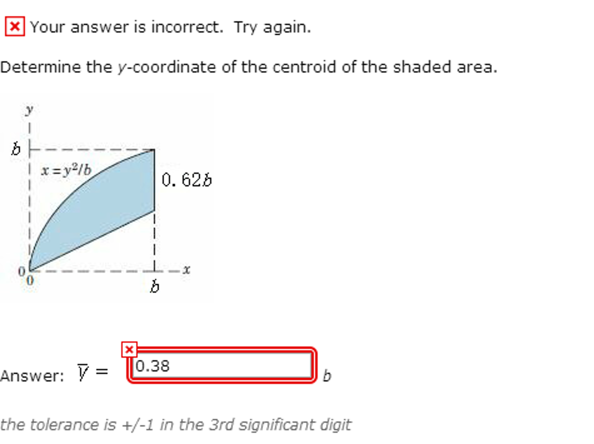 Solved Determine The Y Coordinate Of The Centroid Of The 