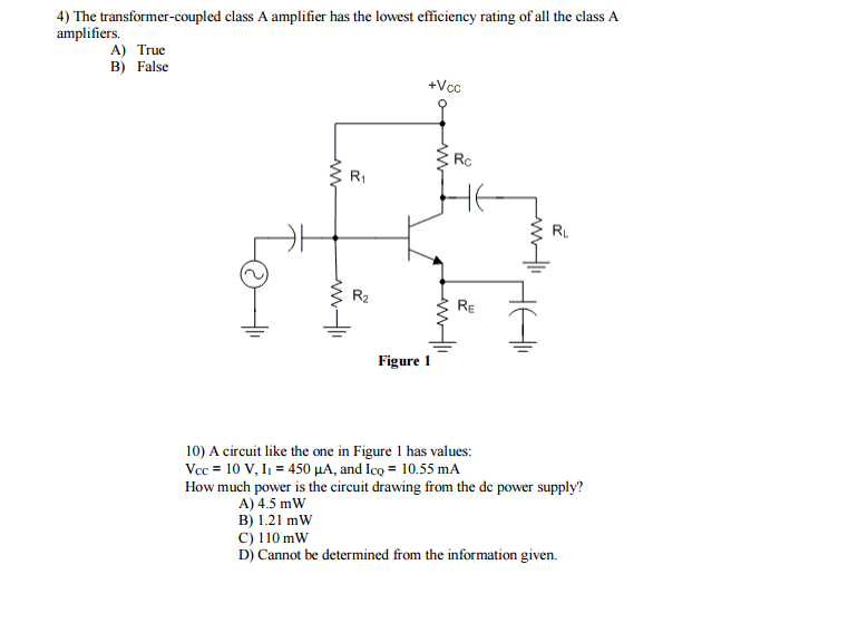 Solved The transformercoupled class A amplifier has the