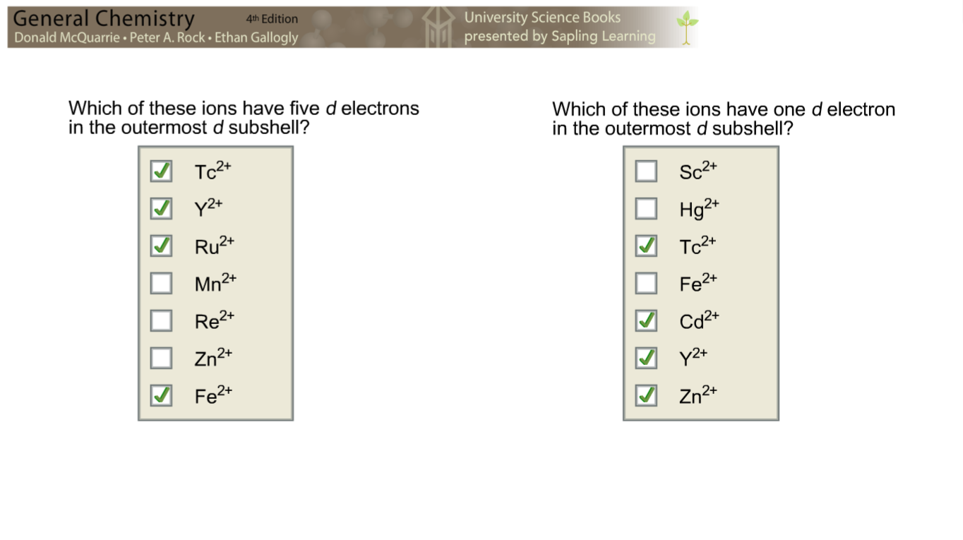 Solved Which of these ions have five d electrons in the
