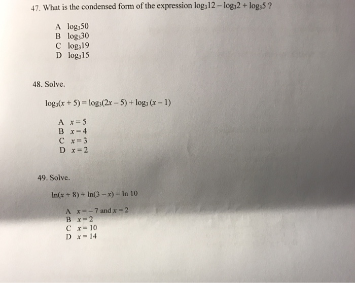 Solved 47. What is the condensed form of the expression