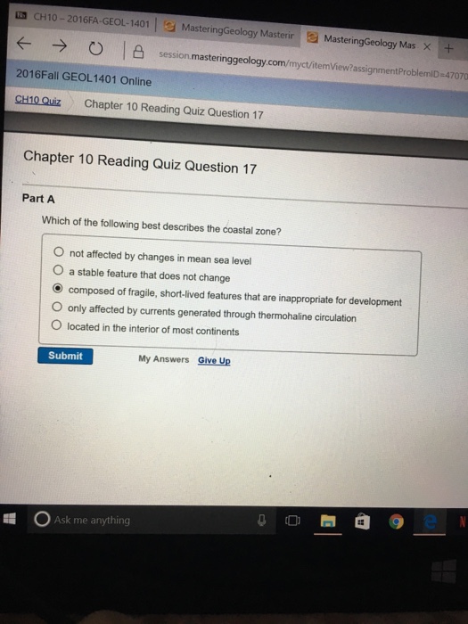 Solved Which Of The Following Best Describes The Coastal | Chegg.com