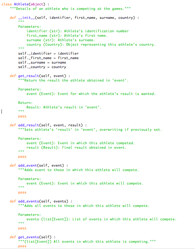 Python Question : How to make this class work ? | Chegg.com