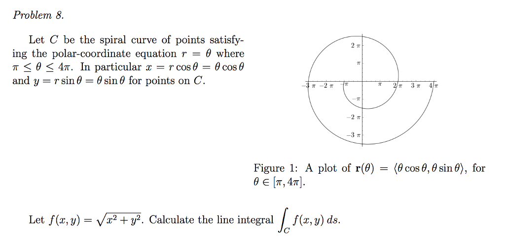 Solved Let C Be The Spiral Curve Of Points Satisfying The 