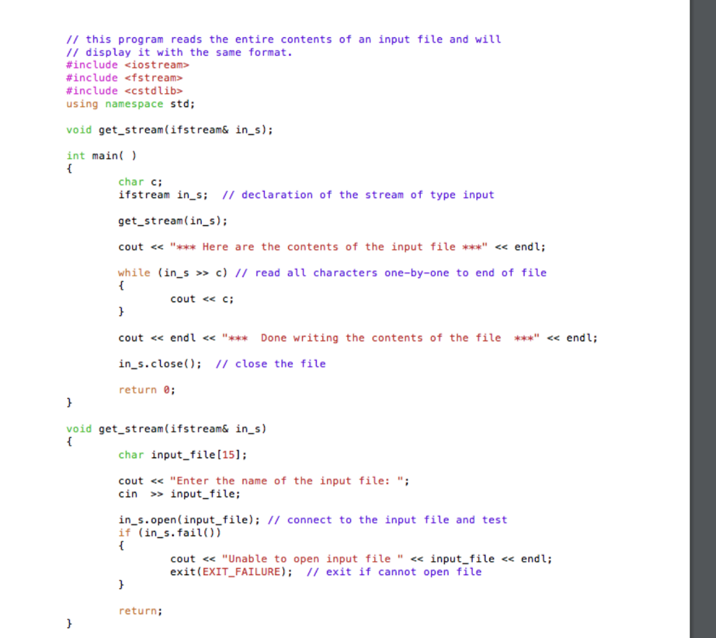 Solved // this program reads the entire contents of an input | Chegg.com