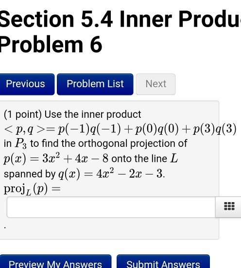 Solved Section 5.4 Inner Produ Problem 6 Previous Problem | Chegg.com