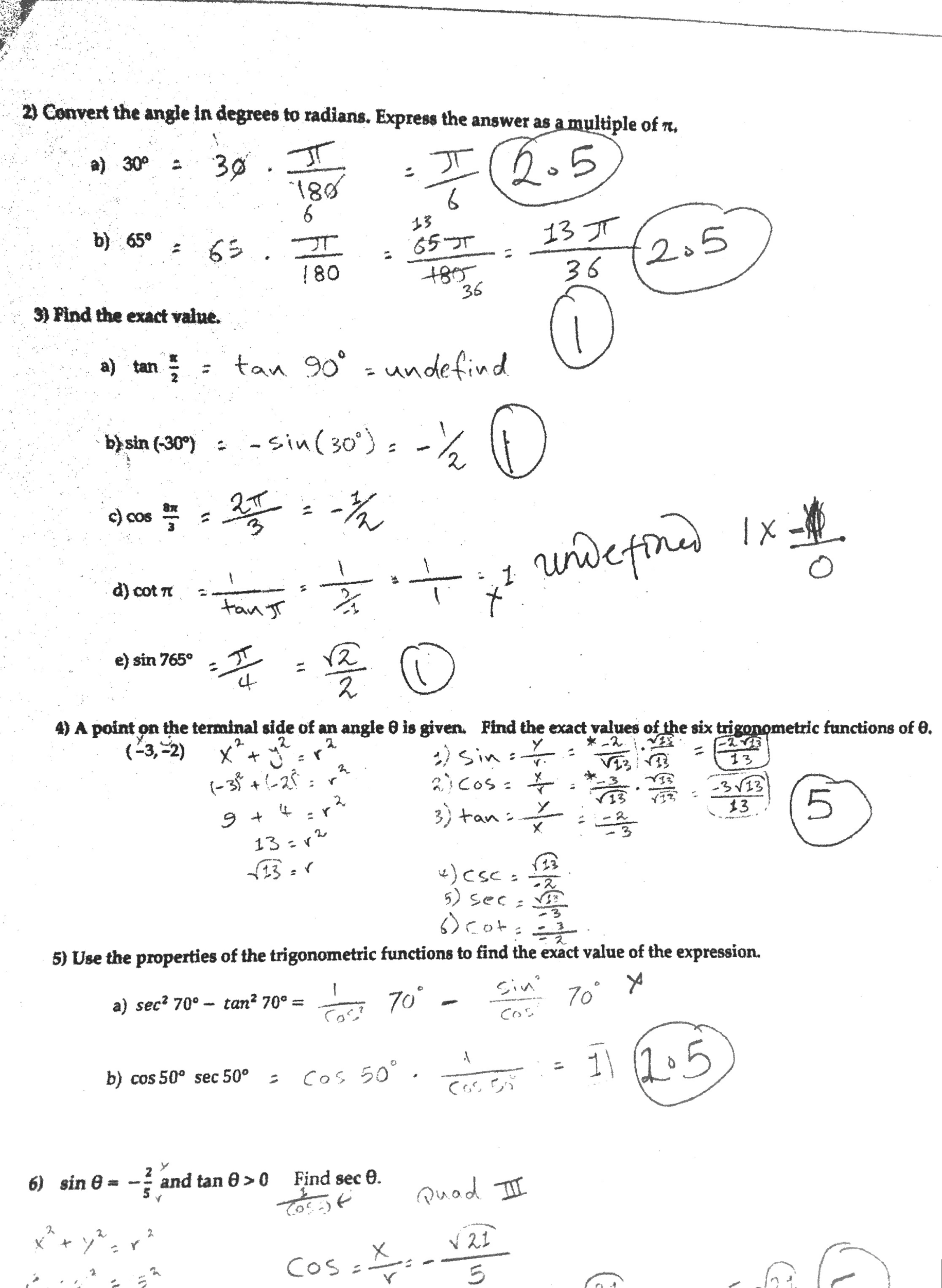 Solved Convert the angle in degrees to radians. Express the | Chegg.com