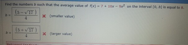 Solved Find The Numbers B Such That The Average Value Of | Chegg.com