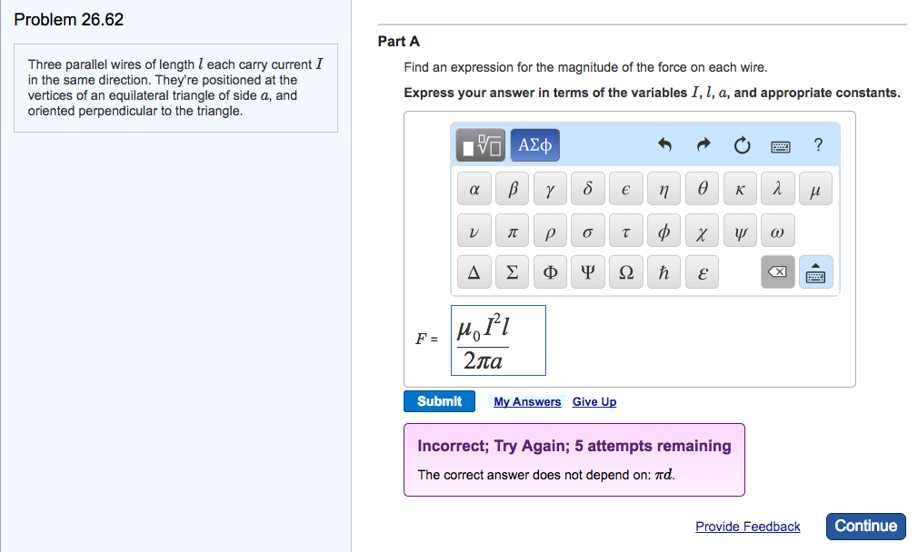 Solved Problem 26.62 Part A Three parallel wires of length l