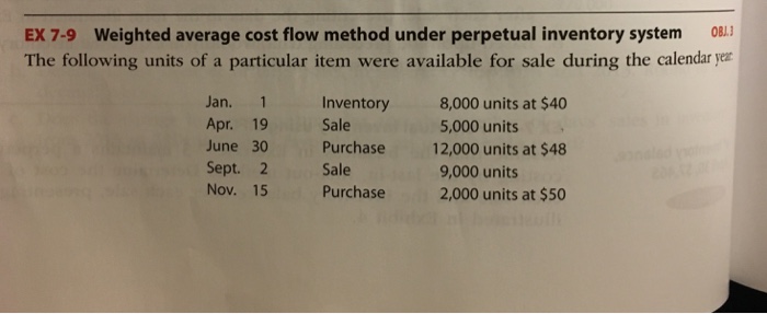 Solved Ex 7-9 Weighted average cost flow method under | Chegg.com