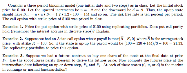 Consider a three period binomial model (one initial | Chegg.com