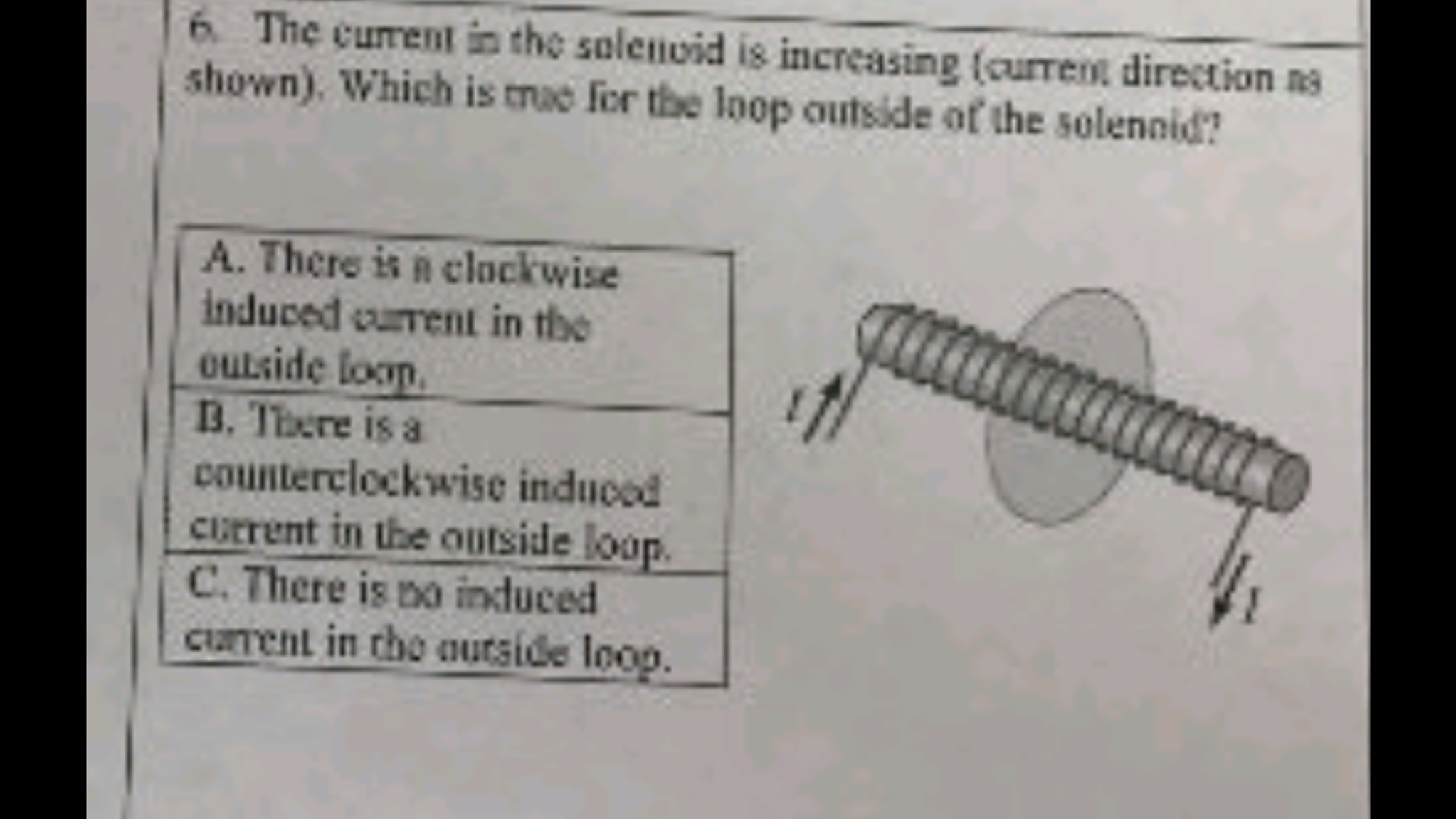 Solved The current in the solenoid is increasing (current | Chegg.com