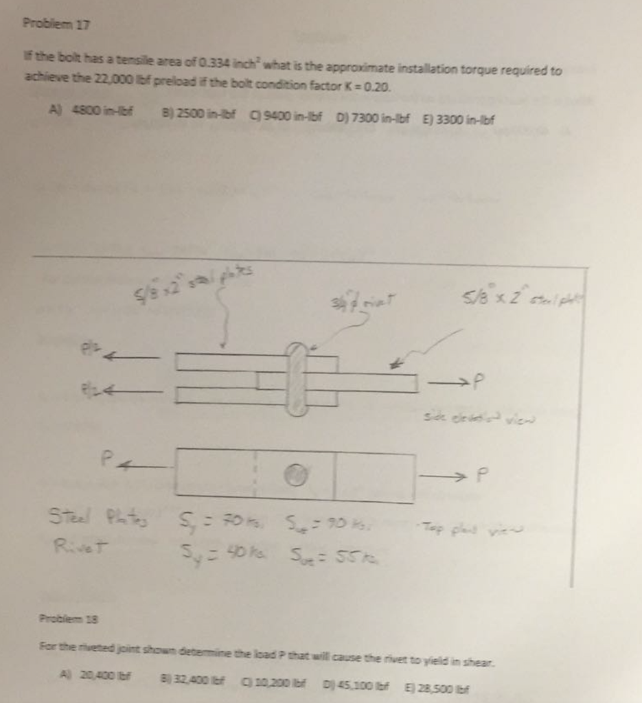 Solved Part 4 Fasteners AN 10 threads per inch ASTM A325