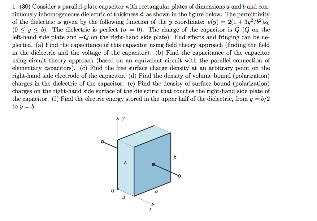 1. (30) Consider A Parallel-plate Capacitor With | Chegg.com