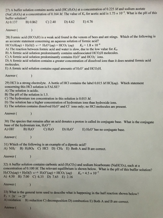 Solved A Buffer Solution Contains Acetic Acid Hc2h3o2 9789