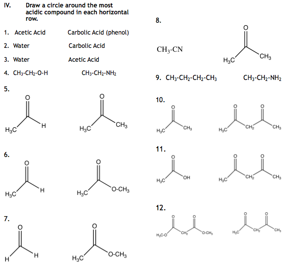 Solved Draw a circle around the most acidic compound in each | Chegg.com