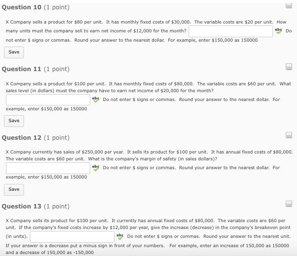 Solved Question 10 (1 point) X Company sells a product for | Chegg.com