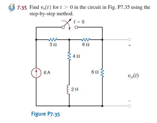 Solved Find v_o for t > 0 in the circuit in Fig. P7.35 using | Chegg.com
