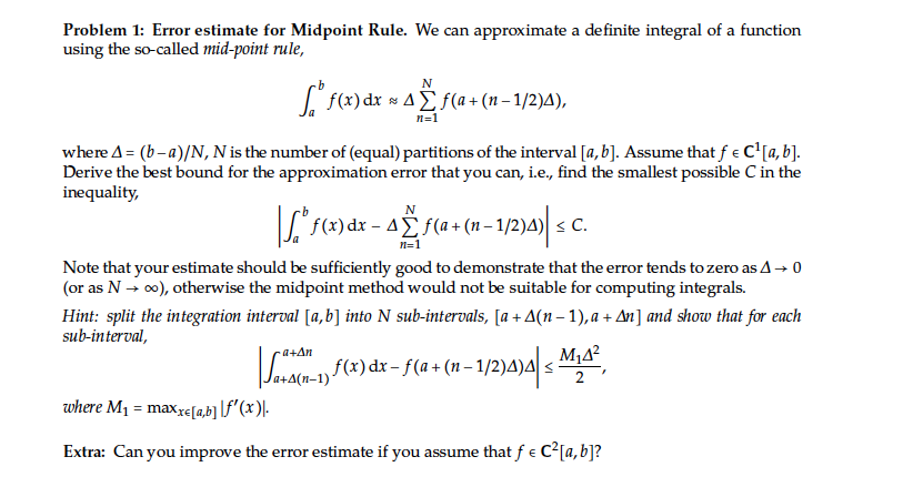 Solved Error estimate for Midpoint Rule. We can approximate | Chegg.com