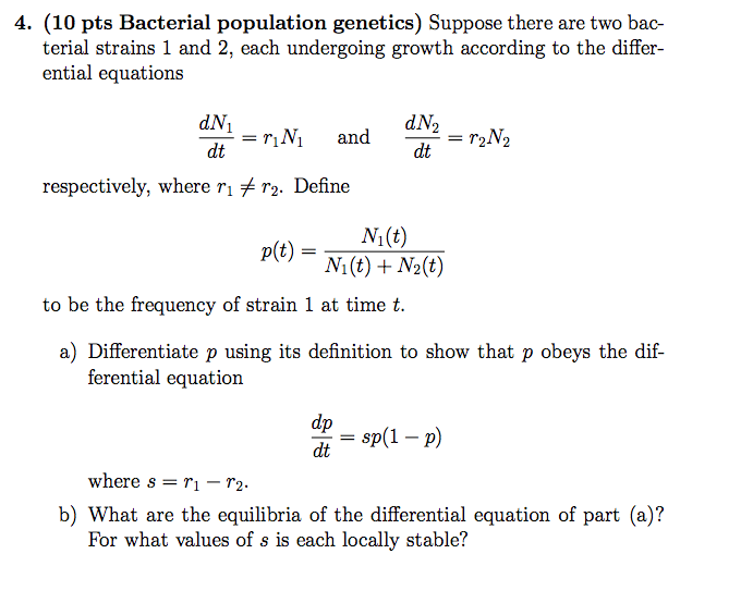 Solved (10 pts Bacterial population Suppose there