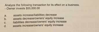 Solved Analyze the following transaction for its effect on a | Chegg.com